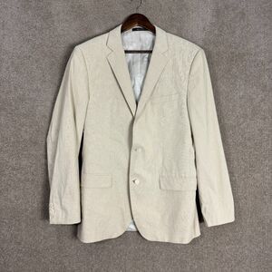 Hugo Boss Sharp1 Blazer Sport Coat Mens 40 Long Tan‎ Stretch Pinstriped Jacket